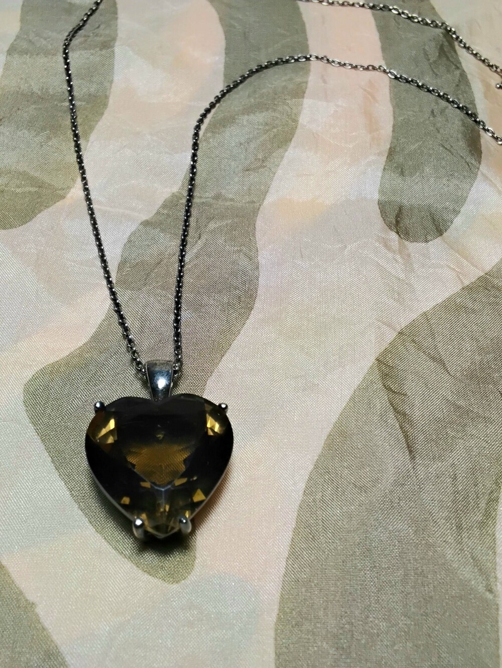 925 Silver Smoky Topaz Heart Pendant Necklace